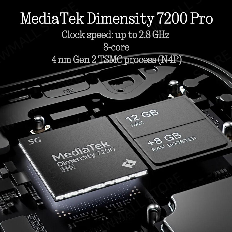 شاشة عرض AMOLED Mediatek Dimensity Pro ، مزدوجة 50 ميجابكسل ، 45 مللي أمبير في الساعة ، هاتف IP54 ، 2A ، ~ in ، Hz ، إصدار عالمي