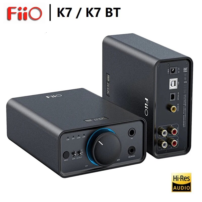 FiiO-K7 بلوتوث HiFi سطح المكتب سماعة مكبر للصوت ، USB ، البصرية ، محوري ، مدخلات RCA ، DAC ، XMOS ، XU208 ، PCM384kHz ، DSD256 ، AK4493S x 2