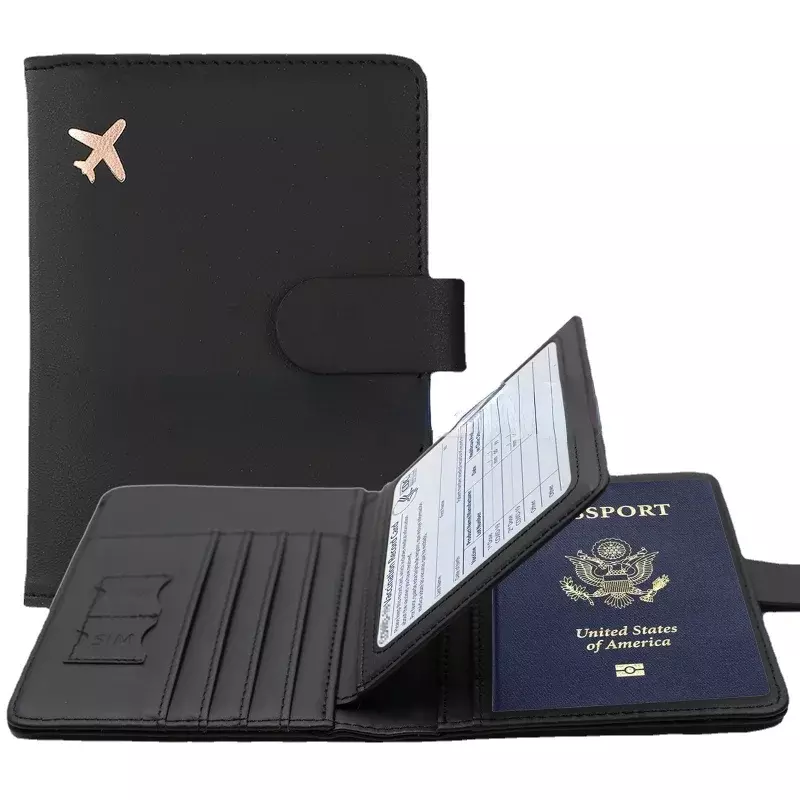 غطاء جواز سفر بولي Leather جلد رجل إمرأة جواز سفر حامل مع حامل بطاقة الائتمان حافظة محفظة حامي الغلاف