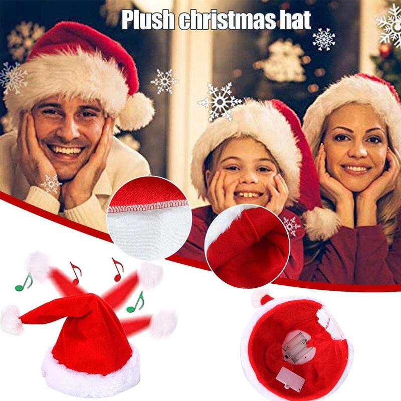 الكهربائية مضحك سانتا قبعة مع موسيقى عيد الميلاد والغناء والرقص ، والاكسسوارات زي للعروض ، لعبة ، G8V0