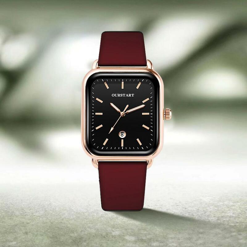 ساعة كوارتز نسائية مستطيله مع حزام سيليكون ، ساعة يد أنيقة عصرية للسيدات والفتيات ، غير رسمية أنيقة