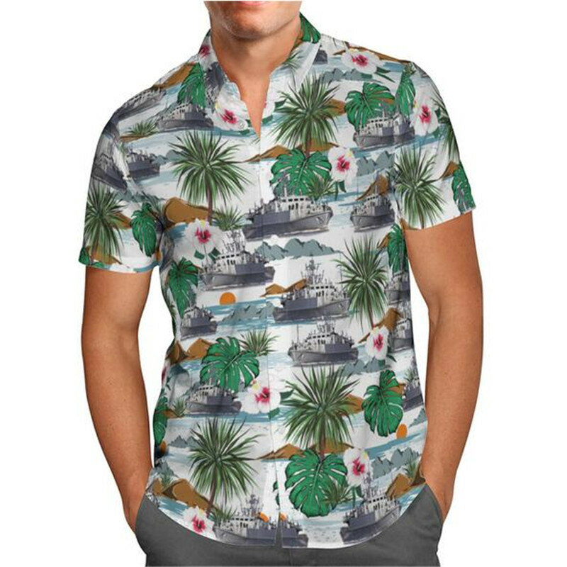 الأحمر الكرتون أنيمي ثلاثية الأبعاد طباعة شاطئ قميص هاواي صيفي الصيف قصيرة الأكمام قميص الشارع الشهير المتضخم قميص أوم Camisa Masculina