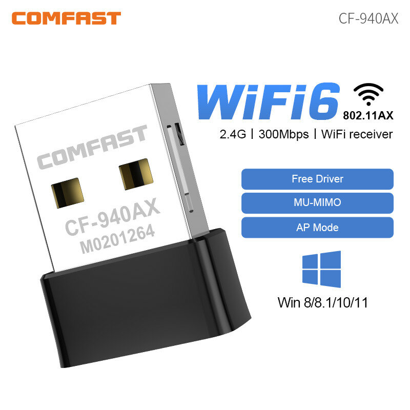 محول واي فاي USB صغير ، AX286 ، Dongle ، استقبال الإشارات ، كمبيوتر شخصي ، كمبيوتر محمول ، سائق مجاني ، محاكاة AP ، في GHz ، 11AX ، ويندوز 10 ، 11