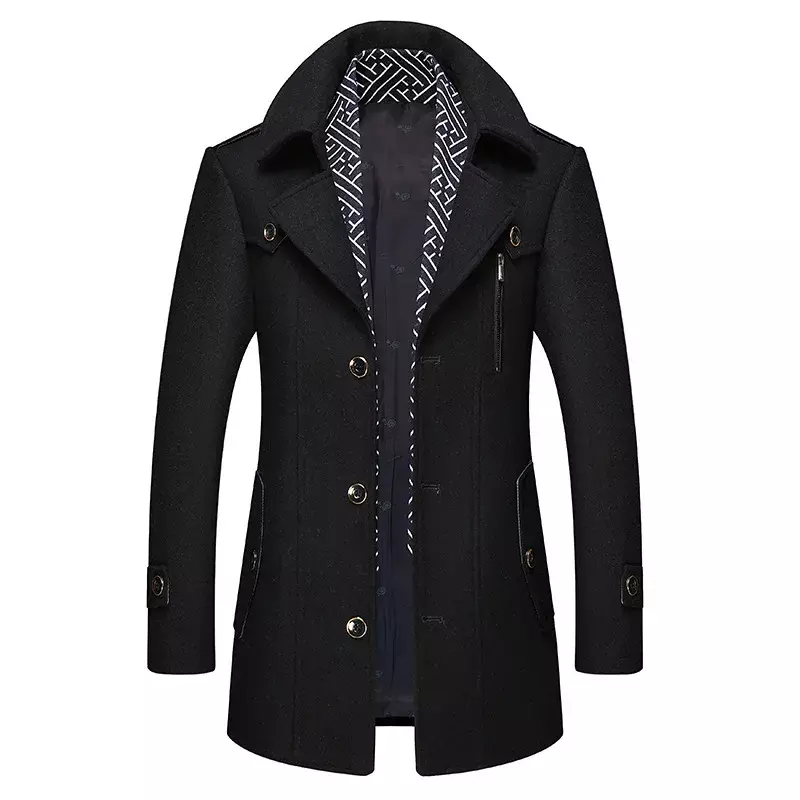 الرجال القطن مبطن خندق معطف ، معطف الذكور ، سميكة الدافئة الصوفية معطف ، منتصف طويلة وشاح طوق ، موضة جديدة ، الشتاء ، M-5XL