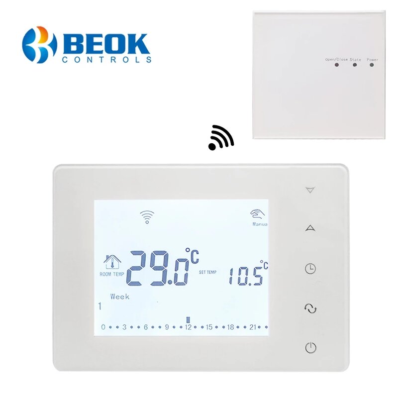 Beok-ترموستات لاسلكي للتحكم في درجة الحرارة, يمكن برمجته بشاشة تعمل باللمس، تدفئة الغرفة بغلاية غاز ومشغل