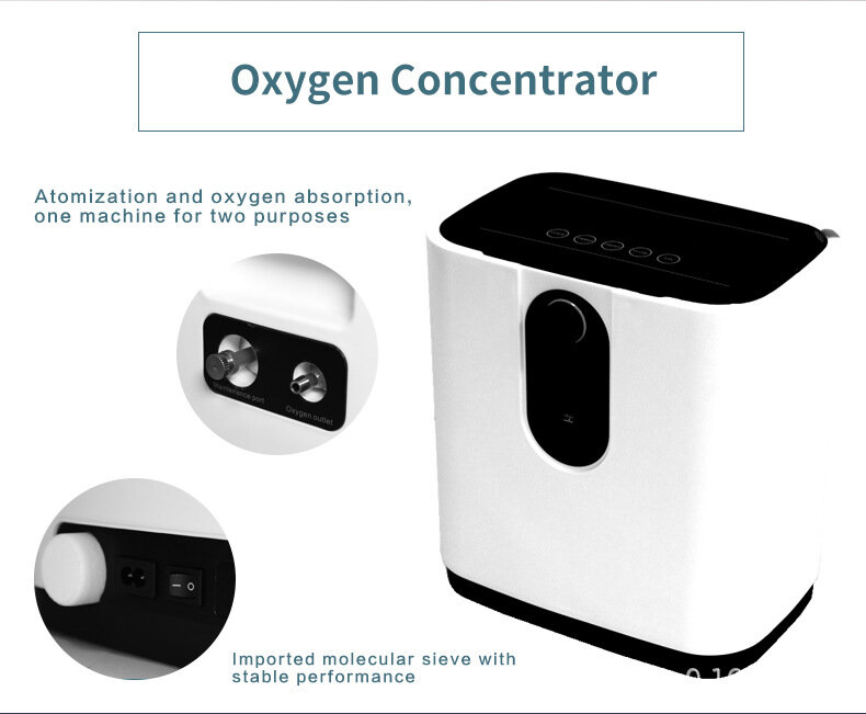 جهاز الأوكسجين المستمر 1-7 لتر آلة الأكسجين المنزلية AC110V 220 فولت النسخة الإنجليزية البخاخات