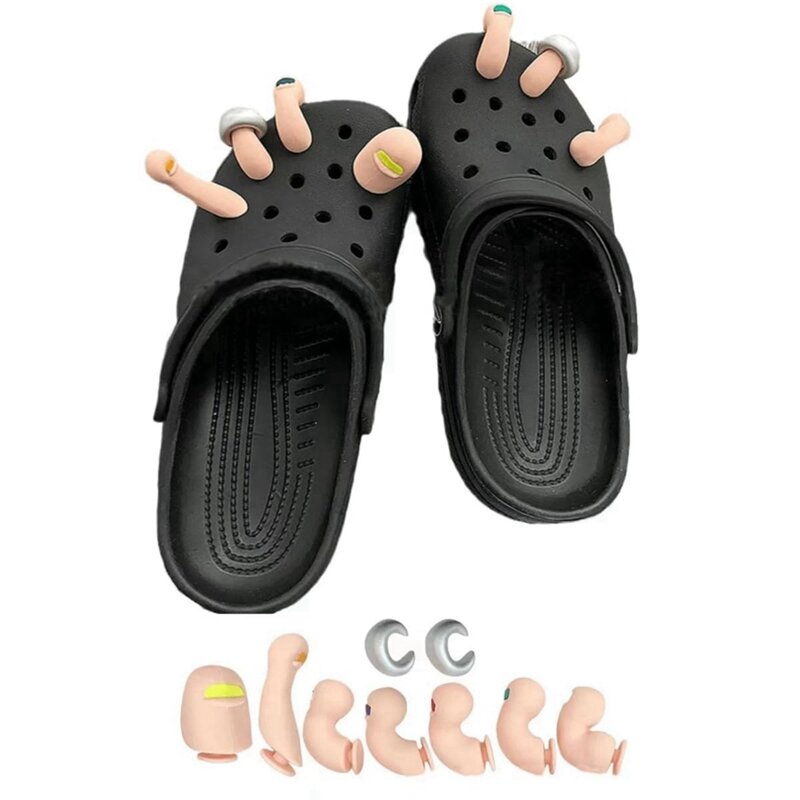 ثلاثية الأبعاد اصبع القدم السحر مجموعة ل Crocs قباقيب ، فقاعة الشرائح الصنادل ، حذاء مضحك ، الديكور مجموعة للأطفال والكبار ، 7 قطعة