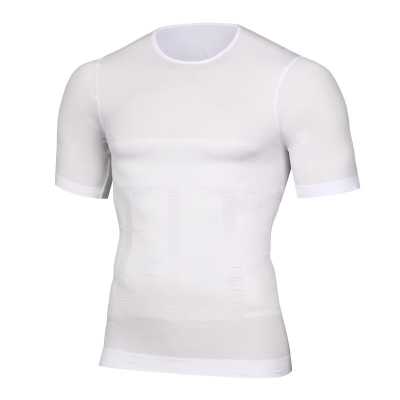 قميص رجالي ضيق عند البطن للياقة البدنية قميص ضيق مناسب بأكمام قصيرة ملابس داخلية على شكل قميص تنحيف لتشكيل الثدي