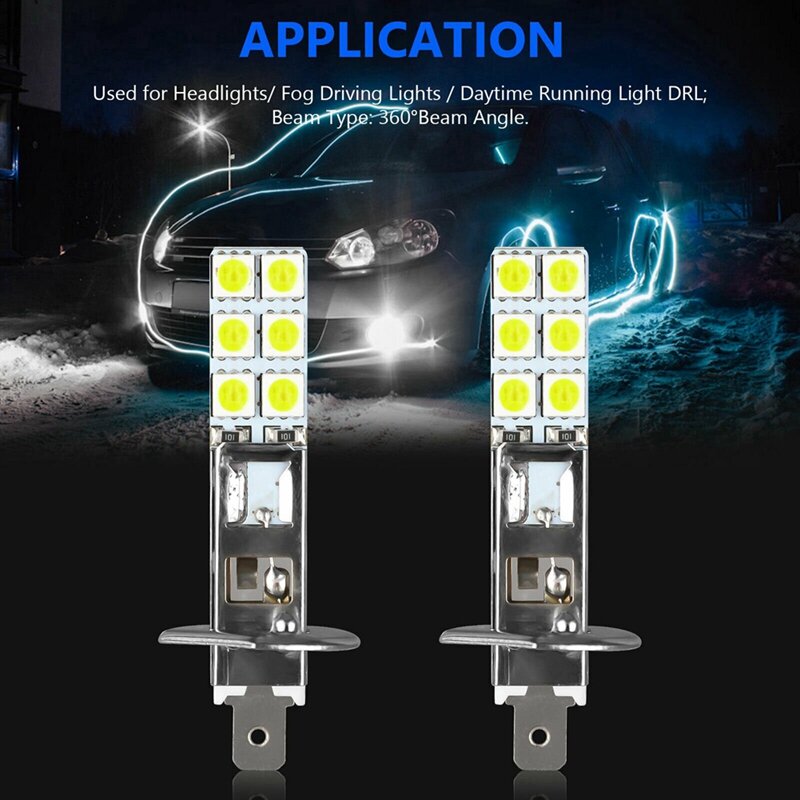 سوبر وايت LED المصابيح الأمامية عدة ، الضباب القيادة الخفيفة ، سبائك الألومنيوم ، H1 ، 6000K ، 80 واط