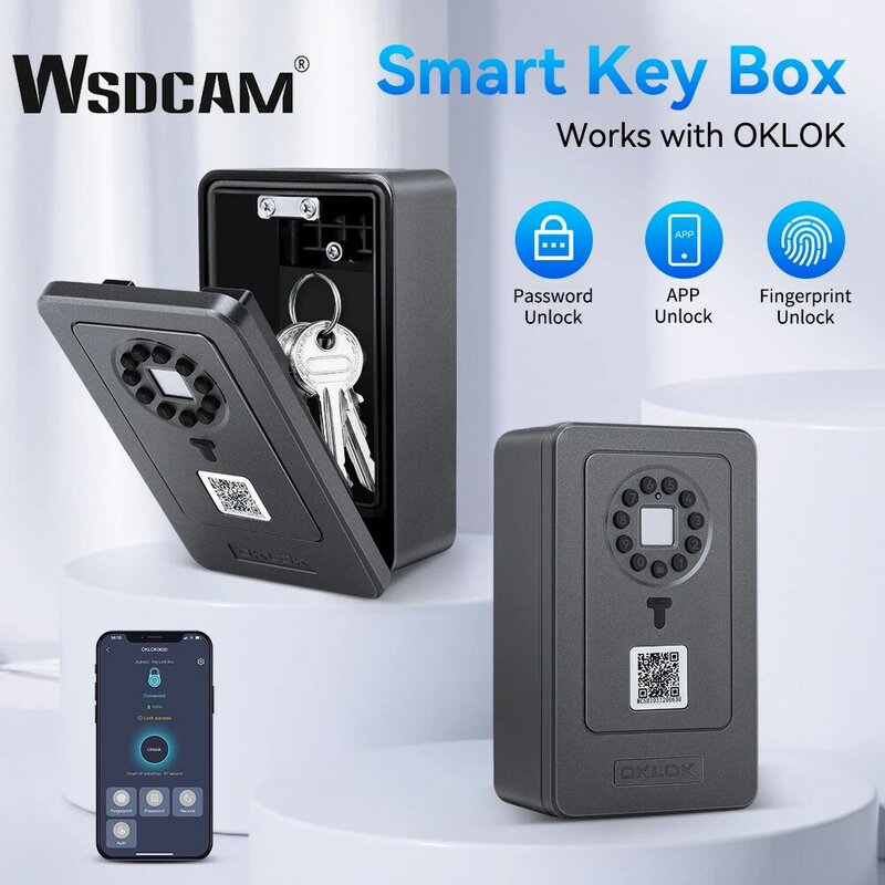 WSDCAM-صندوق تخزين مفاتيح بصمة الإصبع الذكي ، بلوتوث ، كلمة مرور لاسلكية ، أمان آمن ، ضد السرقة