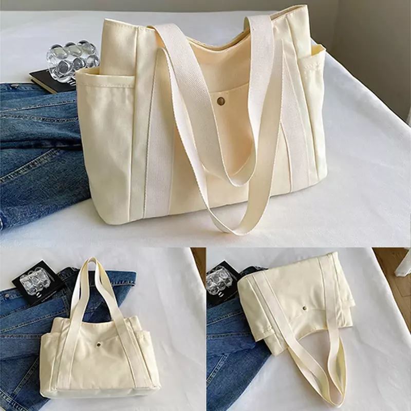 حقيبة كتف متعددة الوظائف للنساء ، حقيبة يد قماشية عصرية ، حقائب تسوق بسيطة ، سلسلة أحرف دب
