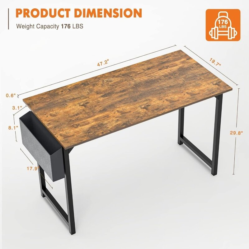 طاولة خشبية أنيقة بسيطة حديثة ، مكتب كمبيوتر ، أعمال كتابة ، دراسة الطالب