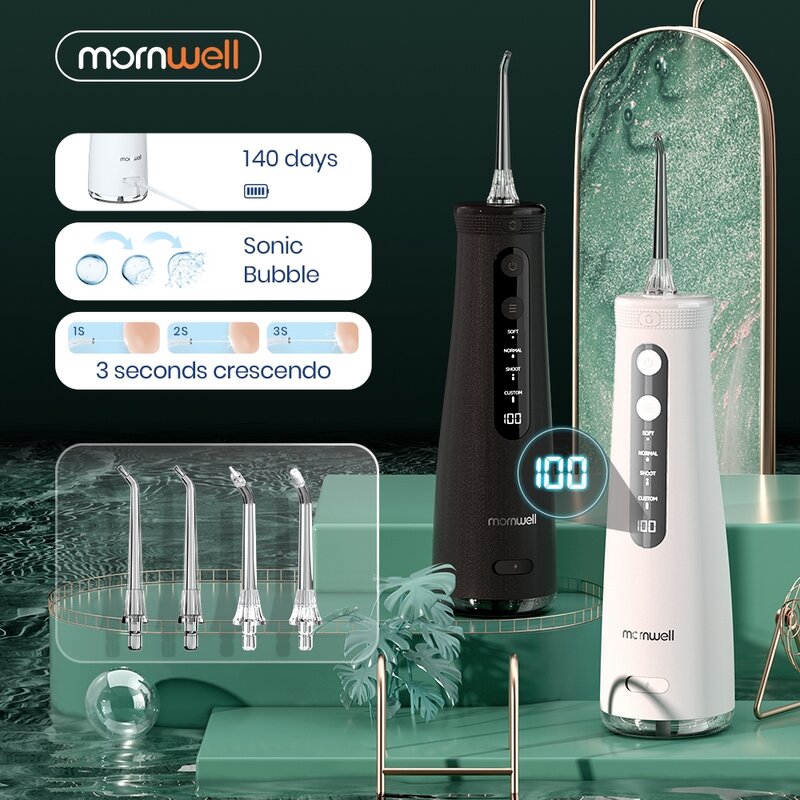 مورنويل رشاش لتبييض الأسنان, جهاز منزلي طراز 5032، أداة تنظيف الفم الصوتية، خزان مياه 270 ملل، بخاخ مياه لتنظيف الفم والأسنان