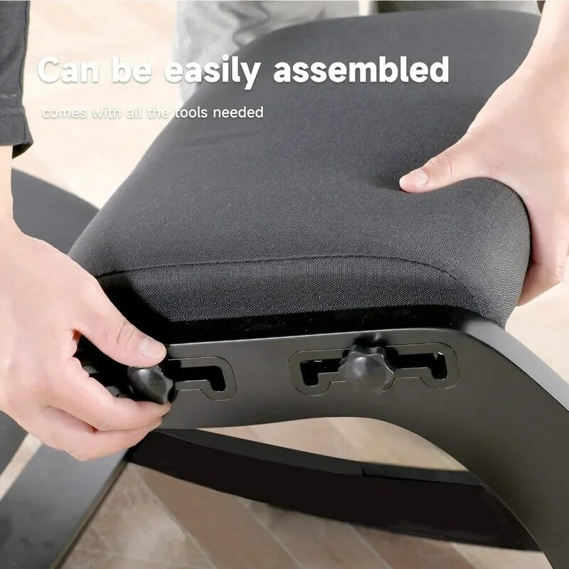 كرسي هزاز خشبي قابل للتعديل ، كرسي ركوع مريح ، تحسين وضعك بمقعد بزاوية ، أسود ، بدون شحن