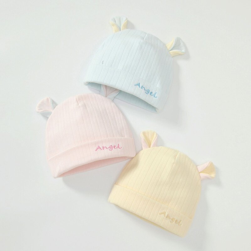 قبعة مستشفى لحديثي الولادة للخريف والشتاء، قبعة صغيرة لطيفة على شكل آذان الدب للأطفال الأولاد والبنات
