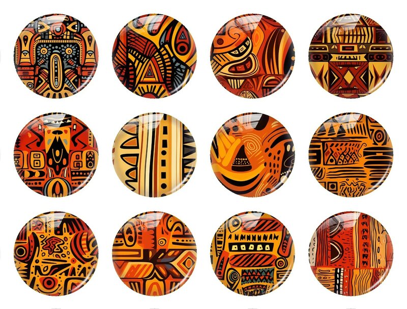 اليدوية بوهو أفريقيا القبيلة نمط صور الزجاج كابوشون ، فلاتباك السحر ، التجريبي شقة الظهر ، النقش DIY بها بنفسك مجوهرات صنع الملحقات