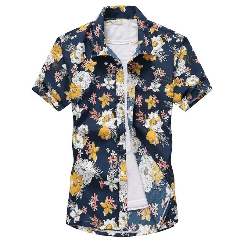 2022 عادية الأزهار شاطئ قميص رجالي الصيف قصيرة الأكمام قمصان هاواي للرجال حجم كبير سريعة الجافة تي شيرت الرجال الملابس كاميس