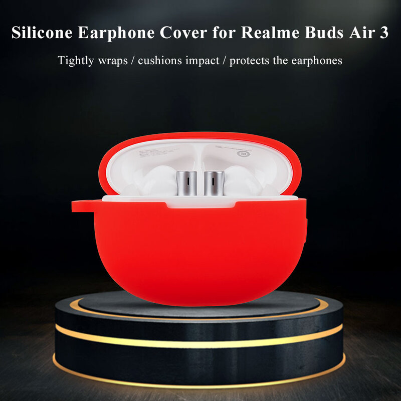 ل Realme براعم الهواء 3 حالة سيليكون مع هوك عادي اللون سماعة رأس لاسلكية غطاء سماعة قذيفة ل Realme براعم Air3 لينة