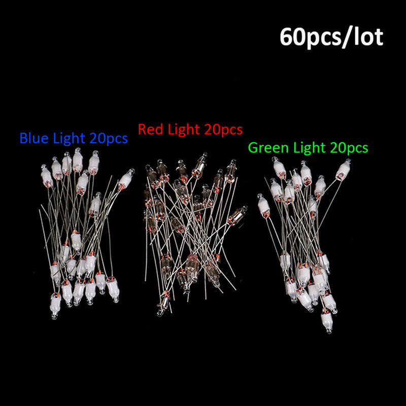 60 قطعة أحمر أخضر أزرق أحمر نيون ضوء لمبة مؤشر ضوء القياسية مصغرة لمبة 4*10 مللي متر ضوء النيون لمبة مؤشر