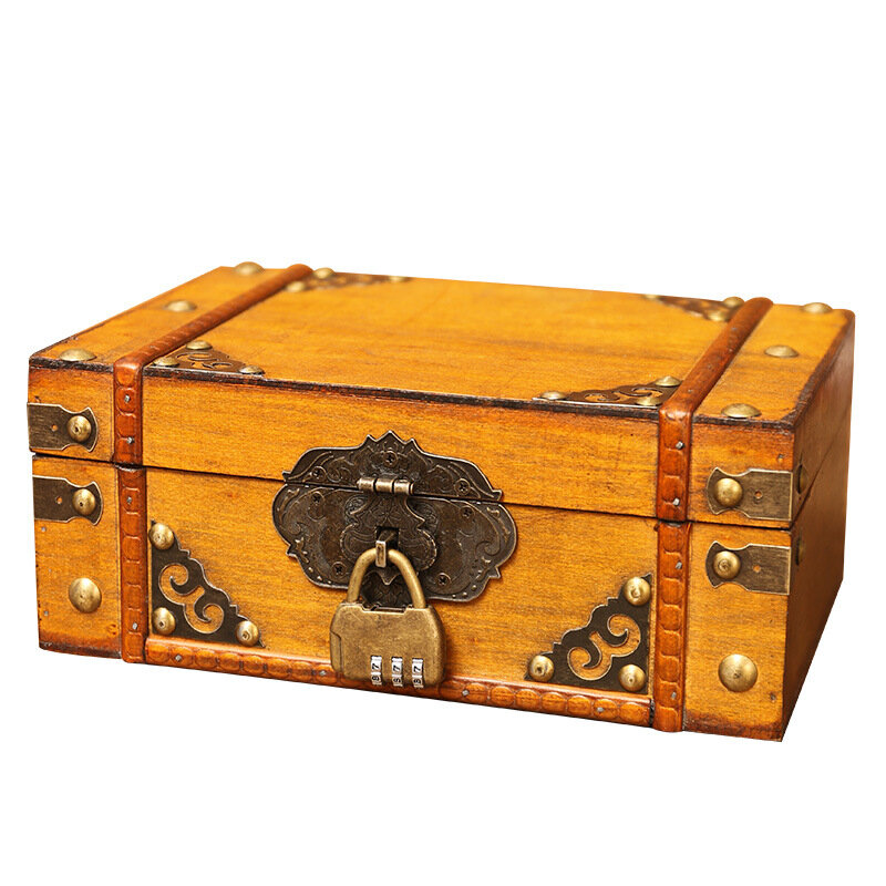 خمر صندوق تخزين مستحضرات التجميل الخشبية ، التشطيب سطح المكتب ، صندوق مجوهرات مع قفل