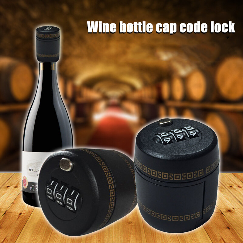 سدادة زجاجة مع مزيج 3 أرقام ، قفل زجاجة ، رمز رقمي ، زجاجة النبيذ ، وأعلى