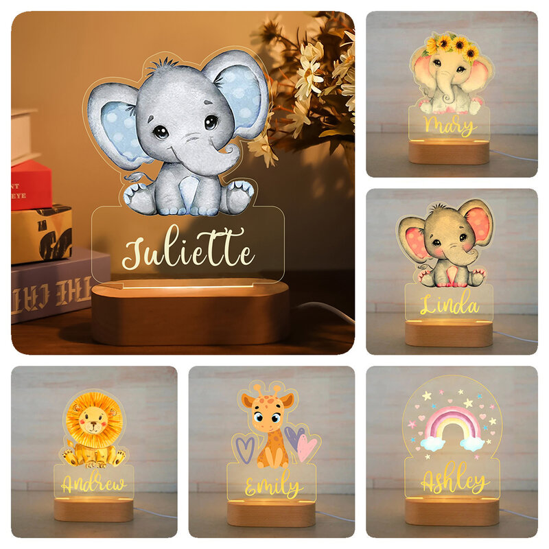 مصباح ليلي على شكل حيوان مخصص للأطفال ، مصباح أكريليك للأطفال ، غرفة نوم للأطفال ، ديكور المنزل ، هدية عيد الميلاد ، حديثي الولادة