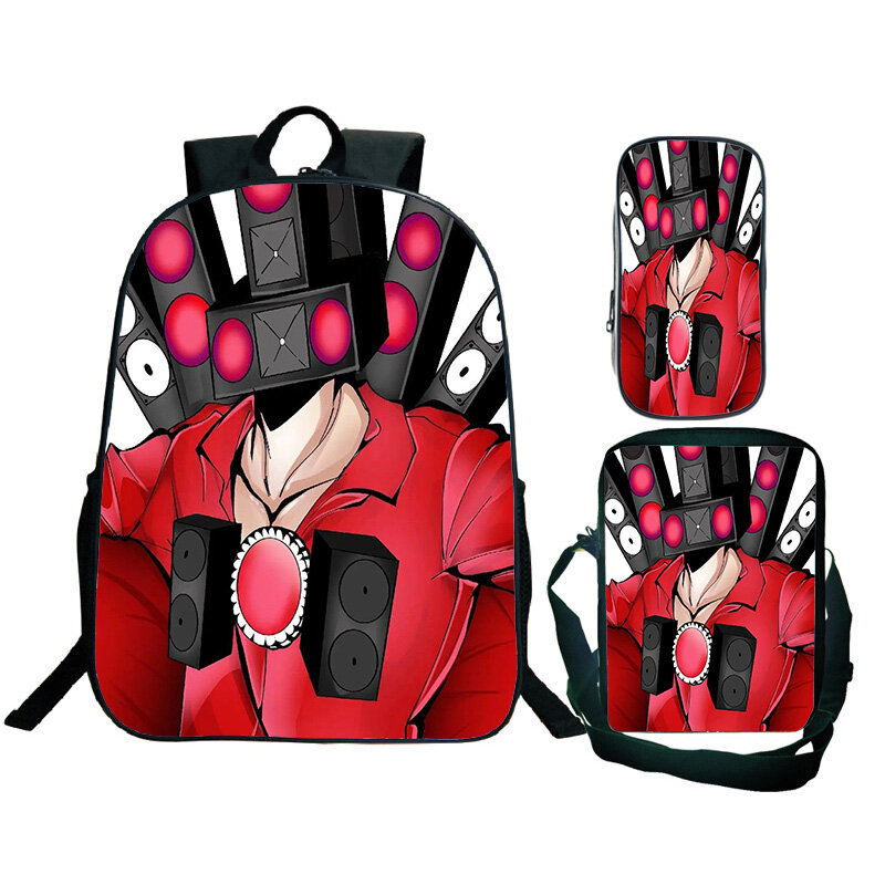 طقم حقيبة ظهر للسفر من Skibidi-Anime ، حقيبة مدرسية للمراهقات ، حقيبة تنكرية ، حقيبة قلم رصاص ، 3 * *