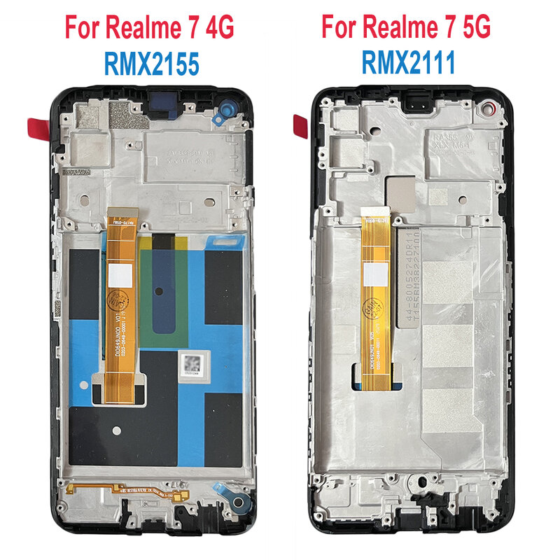 شاشة عرض أصلية لـ Realme 7 4G 5G RMX2155 RMX2151 RMX2111 شاشة عرض LCD تعمل باللمس رقمية لـ Realme7 LCD مع إطار