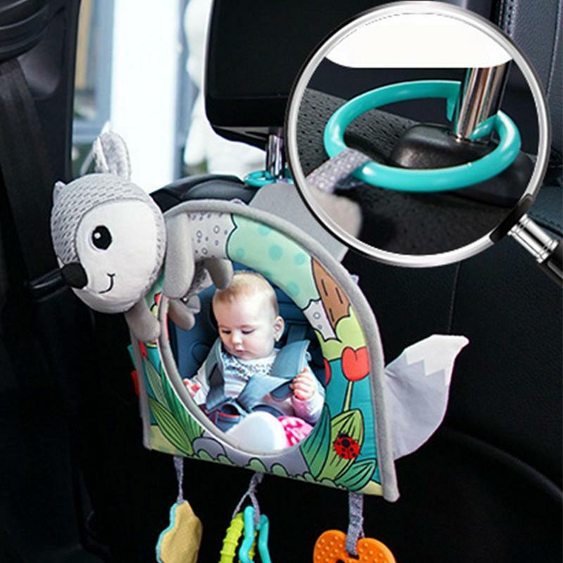 طفل مقعد السيارة لعبة سرير معلق اللعب قابل للتعديل عربة طفل ديكور مرآة لعبة هدية الحيوان الثعلب نمط معلق الطفل مهدئا اللعب