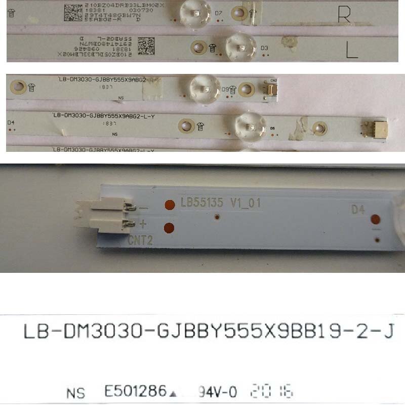 قضبان إضاءة تلفزيون LED ، شرائط إضاءة خلفية ، LB55135 ، V0_00 ، V1_01 أطقم ، LBM550M0501-PJ-4(L) PK-5(R)