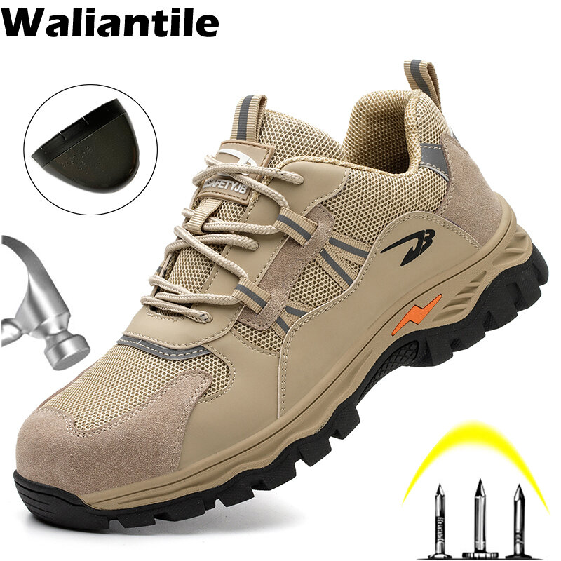 أحذية رياضية من Waliantile بمقدمة من الفولاذ للرجال ، أحذية عمل مضادة للتحطيم ، أحذية رجالية غير قابلة للتدمير ، أحذية عمل صناعية ، حذاء مانع للانزلاق