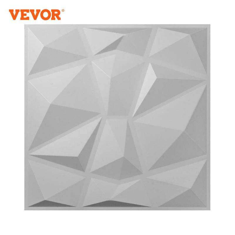 VEVOR 50x50 سنتيمتر ثلاثية الأبعاد لوحة الحائط ذاتية اللصق بلاط أبيض/أسود 13 قطعة بلاط بولي كلوريد الفينيل جدار ديكور المنزل غرفة المعيشة المطبخ التلفزيون خلفية