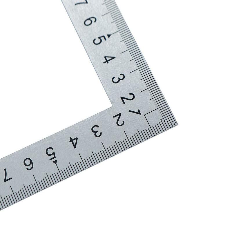 أداة قياس معدنية تعليمية من الفولاذ المقاوم للصدأ ، على الوجهين ، مسطرة على شكل حرف L ، مسطرة زاوية 90 درجة ، مسطرة مستقيمة 90 درجة