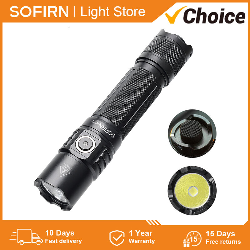 Sofirn-USB C الشعلة القابلة لإعادة الشحن مع مؤشر الطاقة المزدوج التبديل ، مصباح يدوي التكتيكية ، مصباح LED قوي ، 3800lm ، SP35T ، 21700 ، ATR