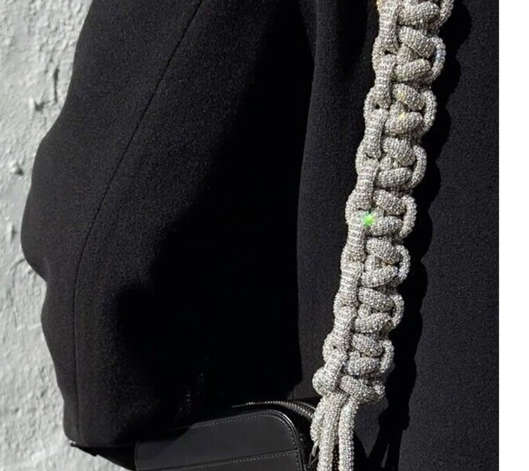 سميكة حجر الراين كريستال سلسلة حقيبة حزام تنطبق على حقائب امرأة اليدوية لصق المنسوجة الماس حقائب الكتف حزام الملحقات