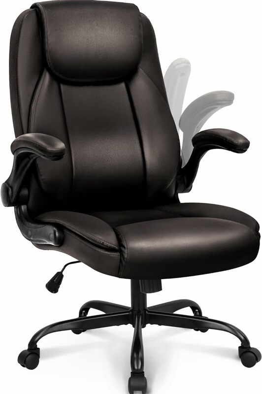 كرسي NEO-كرسي مكتب مريح من الجلد الصناعي ، كرسي تنفيذي مبطن ، مسند ذراع قابل للطي ، كرسي كمبيوتر ، ارتفاع قابل للتعديل ، ظهر مرتفع