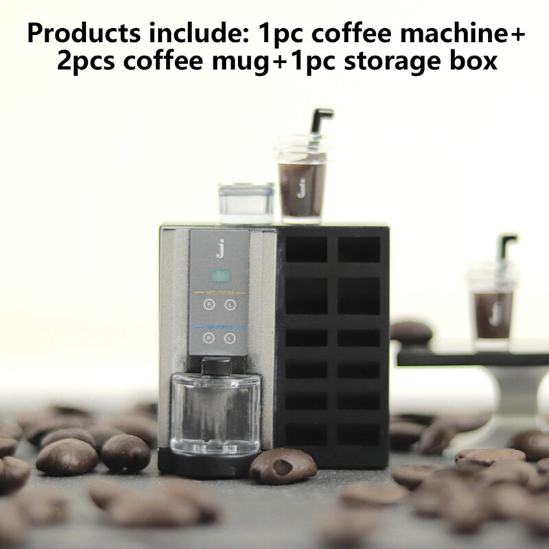ماكينة صنع القهوة المصغرة لبيت الدمى ، كوب القهوة ، ماكينة القهوة ، لعبة ديكور المنزل إكسسوارات المنزل ، الدمية الساخنة ، من من من من من من من ؟ ؟
