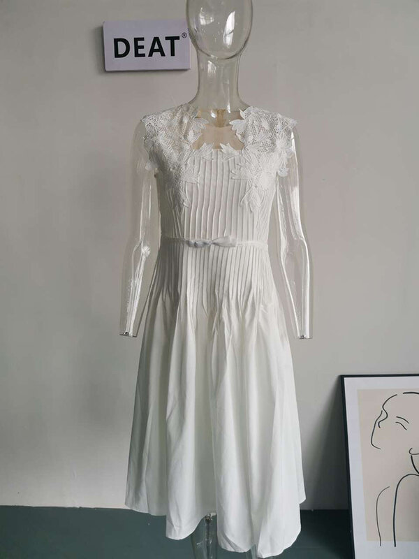 فستان سهرة نسائي مطرز ، دانتيل أبيض ، خصر لأعلى ، بدون أكمام ، زهور ، مطوي ، موضة جديدة ، ربيع ، من 13DB421