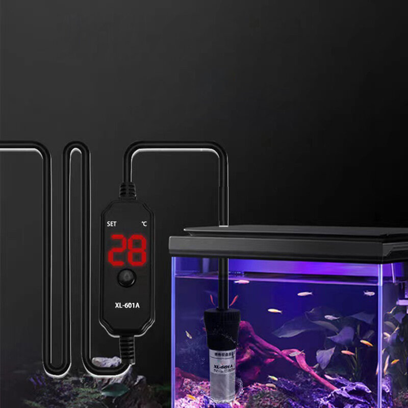 حوض السمك الغاطسة قابل للتعديل سخان خزان الأسماك ، العرض الرقمي ، تحكم في درجة الحرارة الخارجية ، USB ، 18-34 درجة مئوية ، 20 واط ، 25 واط