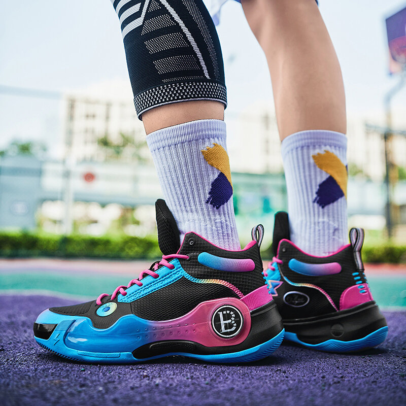 تصميم جديد ملابس كرة السلة للرجال أحذية تنفس وسادة أحذية رياضية الرجال جودة عالية المضادة للانزلاق التدريب كرة السلة أحذية رياضية للنساء