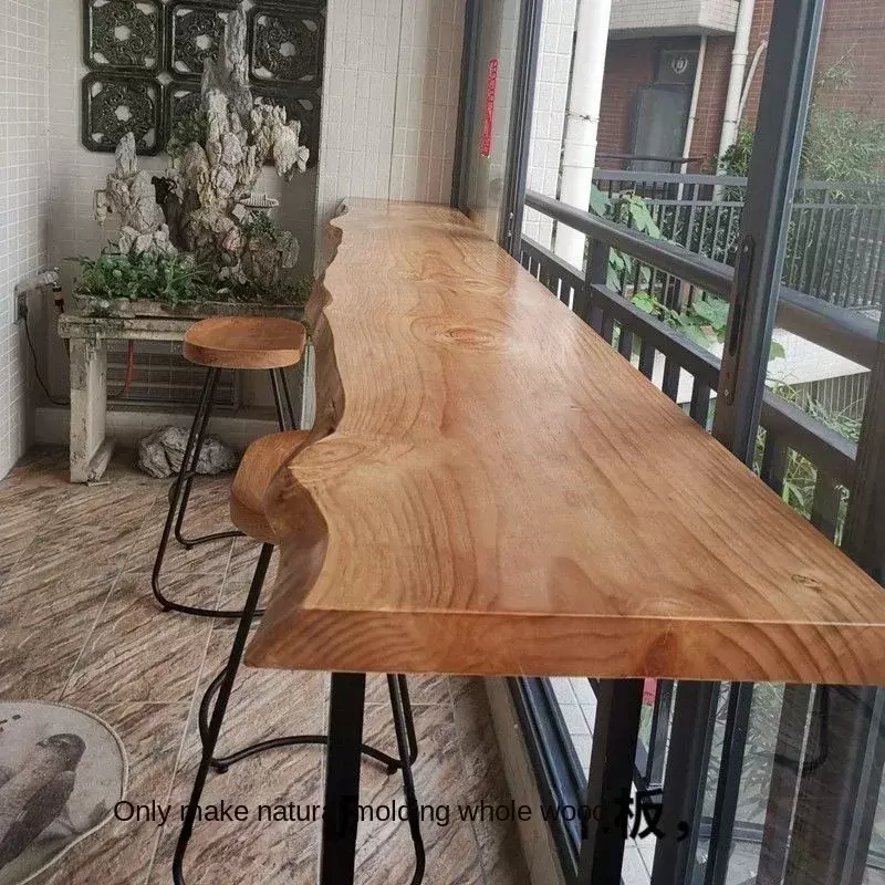 طاولة طويلة من الخشب الصلب المخصص ، طاولة بار عالية القدم ، طاولة وكرسي متجر الحلوى في الشرفة ، مجموعة الترفيه ، EE1008