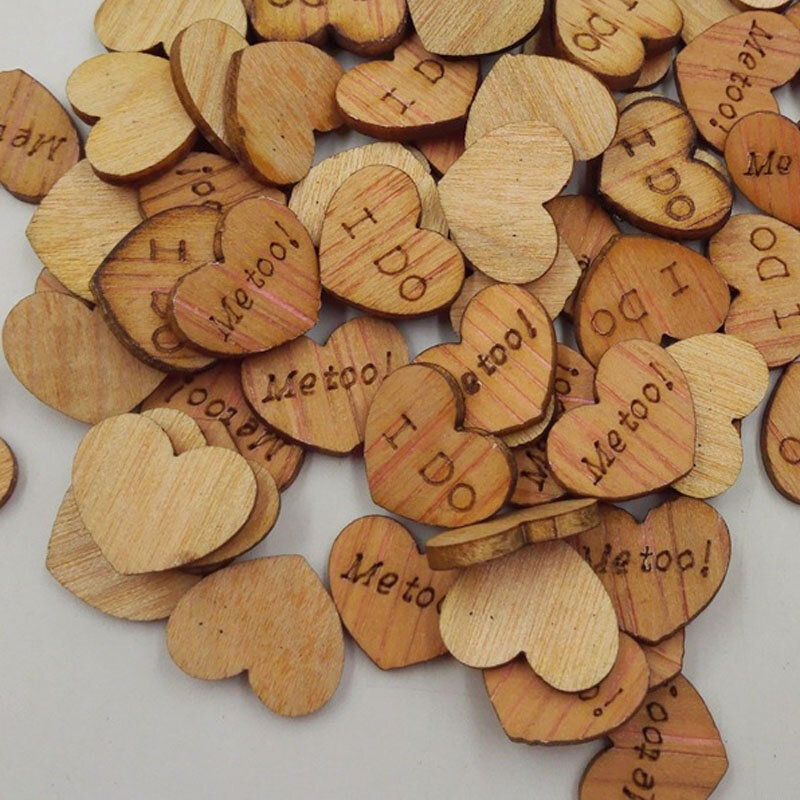 100PCS Heart Shaped Wooden Vintage Buttons Scrapbooking DIY Brown Wood Buckles Button for Art Crafts Decorations