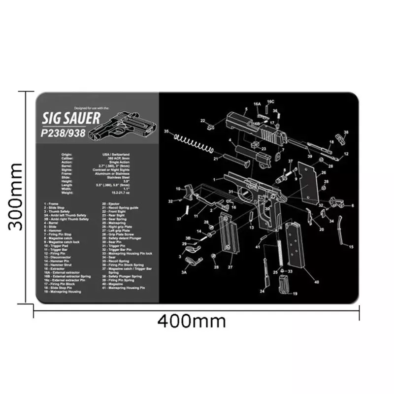 بندقية تكتيكية تنظيف حصيرة مطاطية ، وسادة للمسدس ، HK ، USP ، 1911-3D ، Glock ، mأر ، Sig ، Saure ، P220 ، P226 ، P229 ، P365 ، Beretta 92