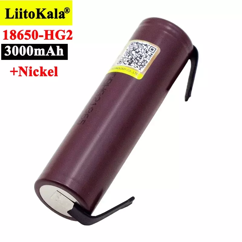 بطارية Liitokala جديدة HG2 18650 3000mAh 18650HG2 3.6 فولت تفريغ 20A ، مخصصة لبطاريات hg2 + اصنعها بنفسك النيكل