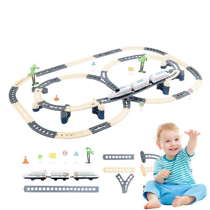 مجموعة مسار السكك الحديدية الكهربائية للأطفال ، ألعاب السكك الحديدية ، فتحة سيارة قاطرة ، ألعاب المسارات للأطفال