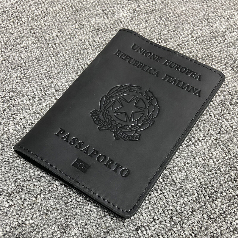 جلد طبيعي غطاء جواز سفر إيطالي حافظة جواز سفر للرجال غطاء ريترو على جواز السفر