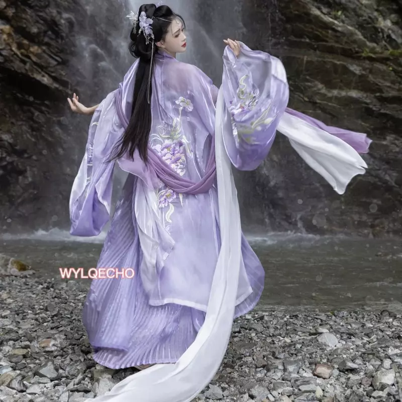 معطف هانفو صيني تقليدي للنساء ، هانفو ، هان خالص ، تانغ ، قديم ، سترة ، ملابس نسائية ، يومية تقليدية ، من من من من من من من الخارج