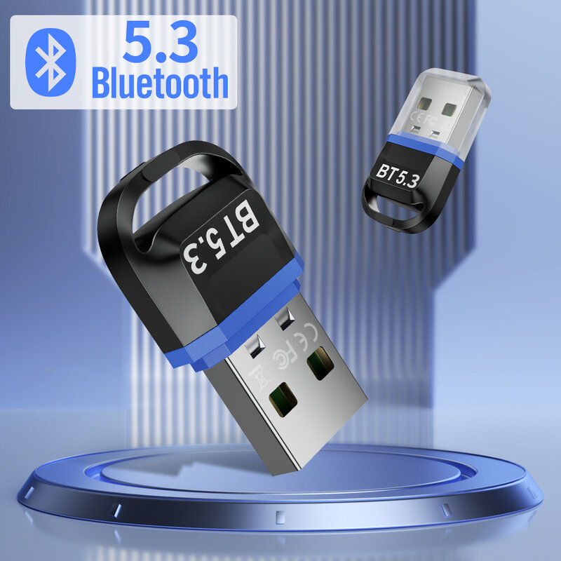 محول USB بلوتوث 5.3 5.0 لأجهزة الكمبيوتر استقبال بلوتوث دونجل جهاز إرسال USB لسماعات لاسلكية استقبال ماوس الصوت والكمبيوتر المحمول