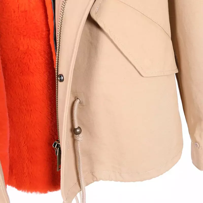 MAOMAOKONG-معطف ياقة من الفرو الراكون الطبيعي للنساء ، جاكيت منفوخ ، ياقة كبيرة ، موضة الشتاء ، فرو حقيقي ، 2023