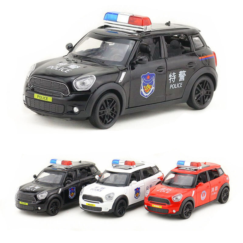 نموذج سيارة لعبة شرطة صغيرة للأطفال ، مركبات مصبوبة بالسبائك ، صوت وضوء يسحب للخلف ، أفضل الهدايا للأولاد ، مقياس